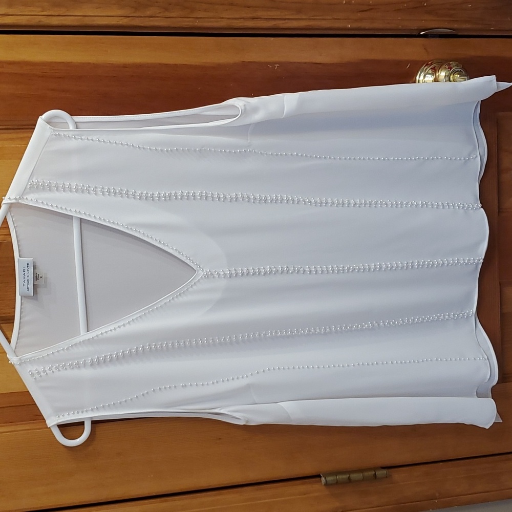 Tahari ASL Pearl Trimmed Top